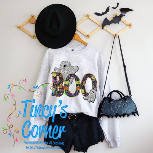 Boo Ghosts Faux Glitter T-Shirt/Sweatshirt