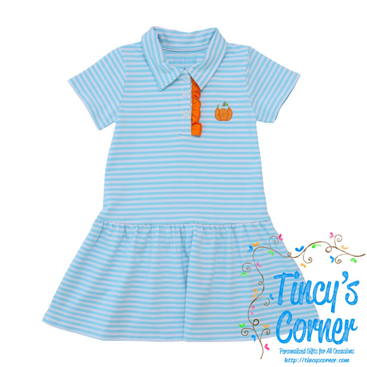 Girl's Short Sleeve Pumpkin Polo Dress