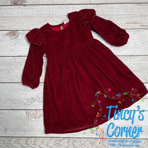 Girl's Velvet Red Dress