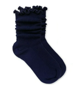 Seamless Ripple Edge Turn Cuff Crew Socks