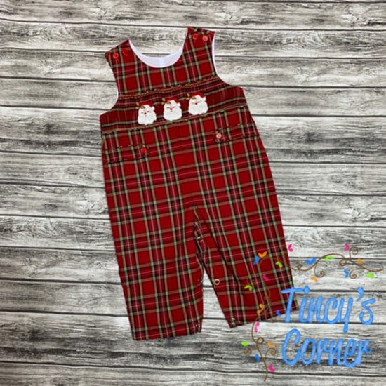 Smocked Plaid Longall Santa