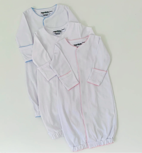 Picot Trim Infant Baby Gown w/Hidden Snaps
