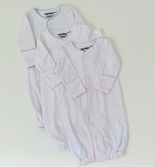Picot Trim Infant Baby Gown w/Hidden Snaps