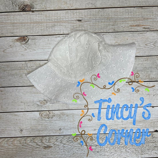 White Flower Eyelet Sunhat